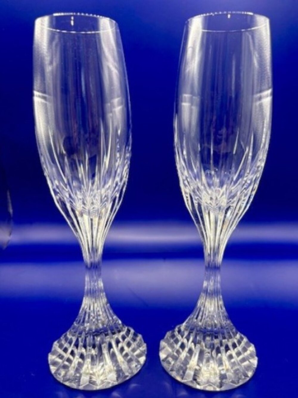 Baccarat Crystal Massena Champagne Flutes Mint Condition 8.5 in tall Set of 2
